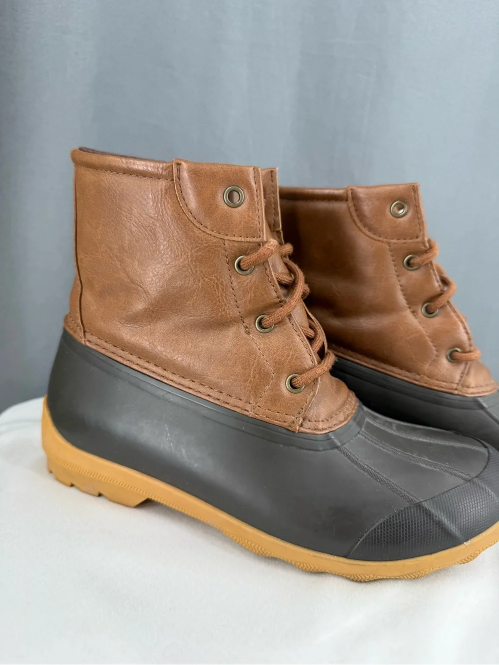 Brown Leather Upper with Black Rubber Shell kids Rain & Snow Boots